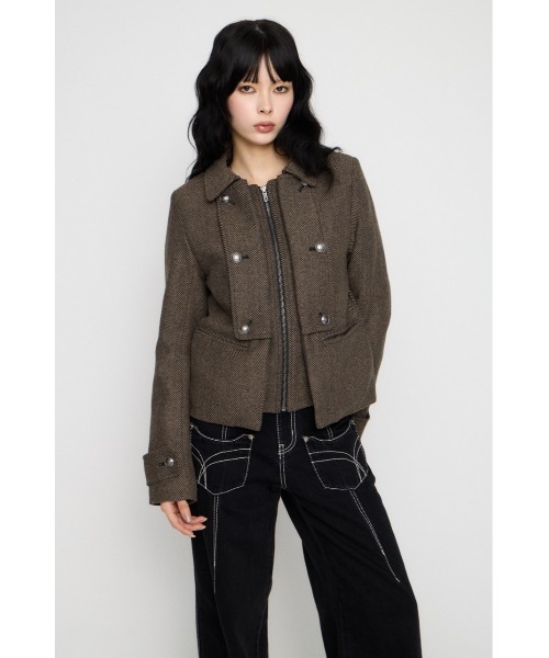 OVERLAP DOUBLE TWEED コート