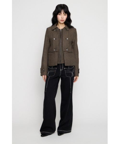 OVERLAP DOUBLE TWEED コート