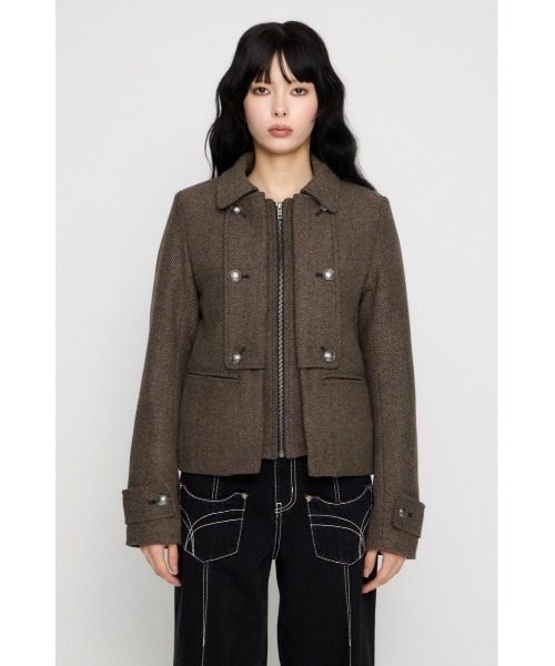 OVERLAP DOUBLE TWEED コート