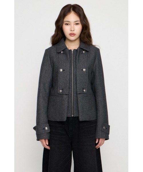 OVERLAP DOUBLE TWEED コート