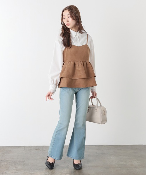 Honeys（ハニーズ）の「スエードキャミブラウス（シャツ/ブラウス・レディース・ブラウン/キャメル・S/M/L）」の3枚目の写真