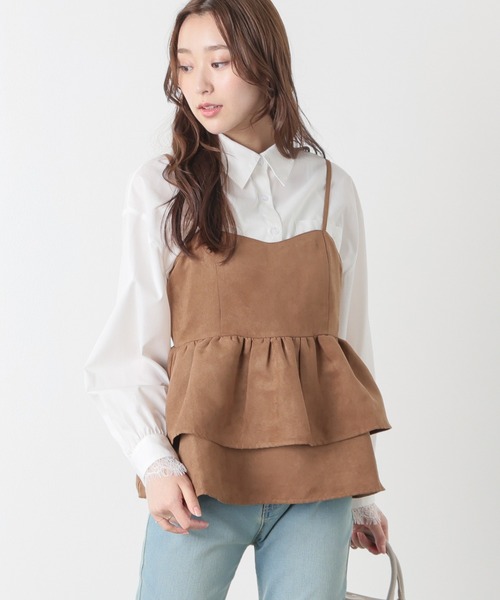 Honeys（ハニーズ）の「スエードキャミブラウス（シャツ/ブラウス・レディース・ブラウン/キャメル・S/M/L）」の5枚目の写真