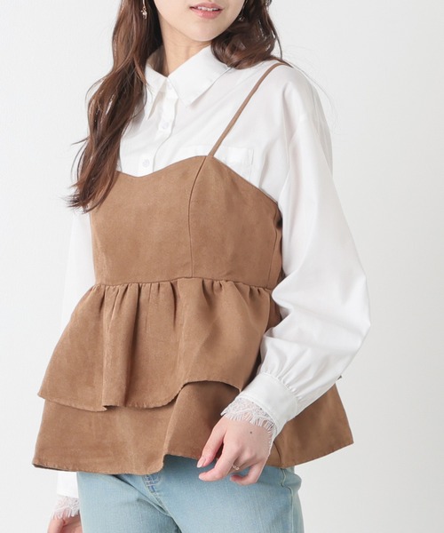 Honeys（ハニーズ）の「スエードキャミブラウス（シャツ/ブラウス・レディース・ブラウン/キャメル・S/M/L）」の6枚目の写真