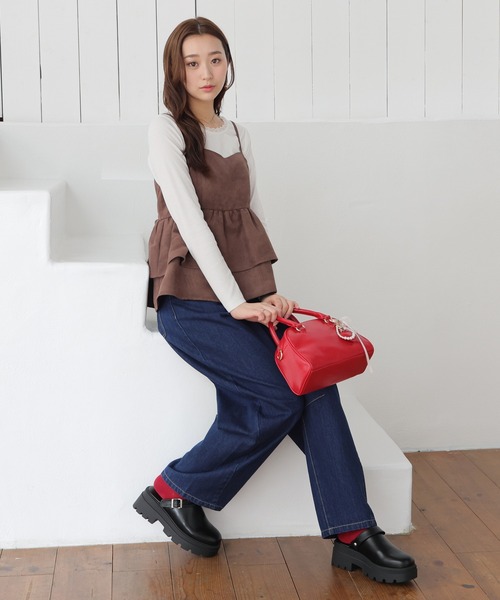 Honeys（ハニーズ）の「スエードキャミブラウス（シャツ/ブラウス・レディース・ブラウン/キャメル・S/M/L）」の7枚目の写真