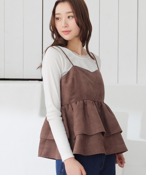 Honeys（ハニーズ）の「スエードキャミブラウス（シャツ/ブラウス・レディース・ブラウン/キャメル・S/M/L）」の9枚目の写真