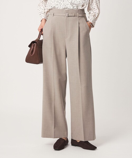 green label relaxing（グリーンレーベルリラクシング）の「［size SHORT/TALLあり］ライト ダブルクロス ワイド パンツ（スラックス・レディース・ベージュ/ブラック/グレー/ネイビー・44/SHORT/46/TALL/34/36/38/40/42）」の3枚目の写真
