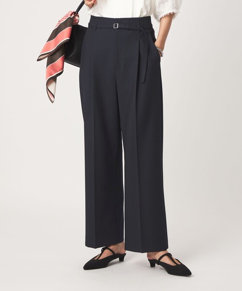 green label relaxing（グリーンレーベルリラクシング）の「［size SHORT/TALLあり］ライト ダブルクロス ワイド パンツ（スラックス・レディース・ベージュ/ブラック/グレー/ネイビー・44/SHORT/46/TALL/34/36/38/40/42）」の4枚目の写真