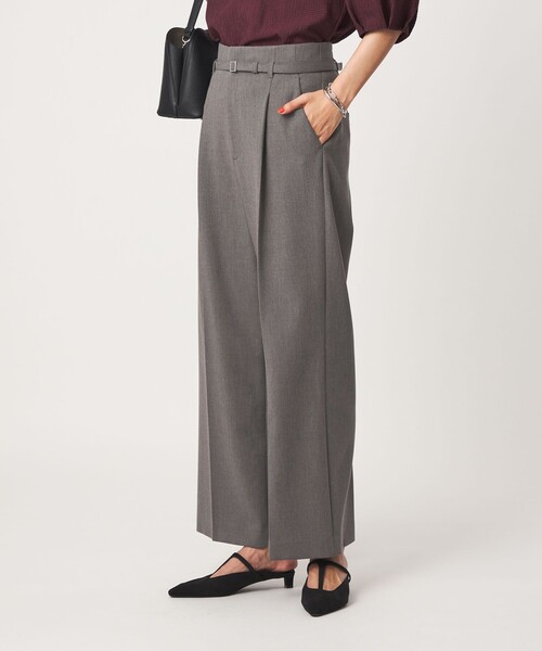 green label relaxing（グリーンレーベルリラクシング）の「［size SHORT/TALLあり］ライト ダブルクロス ワイド パンツ（スラックス・レディース・ベージュ/ブラック/グレー/ネイビー・44/SHORT/46/TALL/34/36/38/40/42）」の5枚目の写真