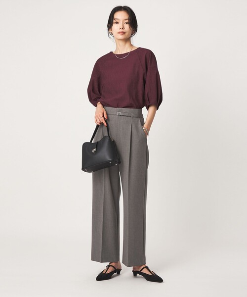 green label relaxing（グリーンレーベルリラクシング）の「［size SHORT/TALLあり］ライト ダブルクロス ワイド パンツ（スラックス・レディース・ベージュ/ブラック/グレー/ネイビー・44/SHORT/46/TALL/34/36/38/40/42）」の7枚目の写真