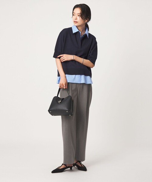 green label relaxing（グリーンレーベルリラクシング）の「［size SHORT/TALLあり］ライト ダブルクロス ワイド パンツ（スラックス・レディース・ベージュ/ブラック/グレー/ネイビー・44/SHORT/46/TALL/34/36/38/40/42）」の8枚目の写真