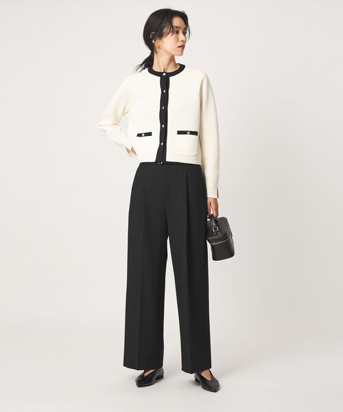 green label relaxing（グリーンレーベルリラクシング）の「［size SHORT/TALLあり］ライト ダブルクロス ワイド パンツ（スラックス・レディース・ベージュ/ブラック/グレー/ネイビー・44/SHORT/46/TALL/34/36/38/40/42）」の11枚目の写真