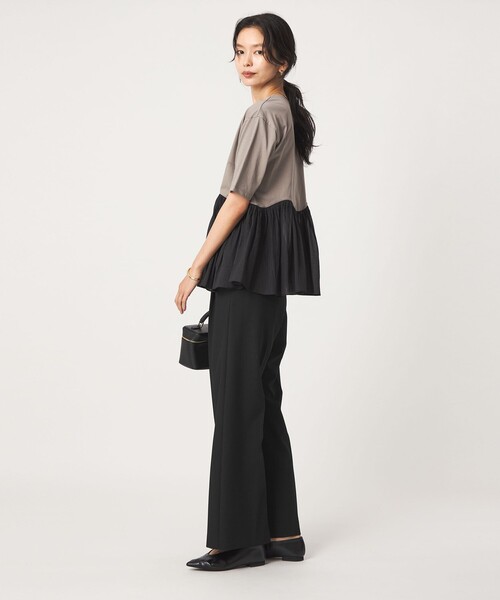 green label relaxing（グリーンレーベルリラクシング）の「［size SHORT/TALLあり］ライト ダブルクロス ワイド パンツ（スラックス・レディース・ベージュ/ブラック/グレー/ネイビー・44/SHORT/46/TALL/34/36/38/40/42）」の14枚目の写真