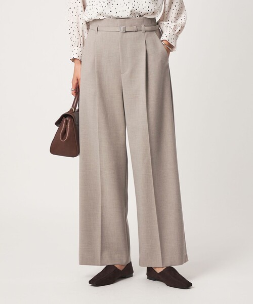 green label relaxing（グリーンレーベルリラクシング）の「［size SHORT/TALLあり］ライト ダブルクロス ワイド パンツ（スラックス・レディース・ベージュ/ブラック/グレー/ネイビー・44/SHORT/46/TALL/34/36/38/40/42）」の15枚目の写真