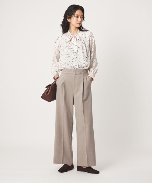 green label relaxing（グリーンレーベルリラクシング）の「［size SHORT/TALLあり］ライト ダブルクロス ワイド パンツ（スラックス・レディース・ベージュ/ブラック/グレー/ネイビー・44/SHORT/46/TALL/34/36/38/40/42）」の17枚目の写真