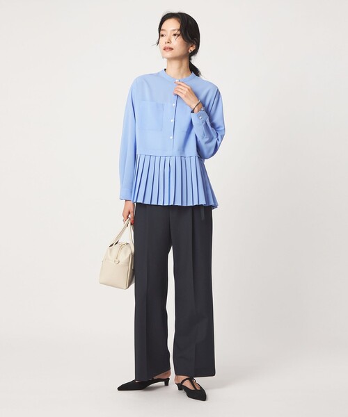 green label relaxing（グリーンレーベルリラクシング）の「［size SHORT/TALLあり］ライト ダブルクロス ワイド パンツ（スラックス・レディース・ベージュ/ブラック/グレー/ネイビー・44/SHORT/46/TALL/34/36/38/40/42）」の21枚目の写真