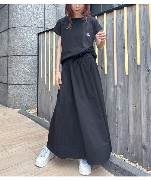 C.C.CROSS(シーシークロス)の「【C.C.CROSS(シーシークロス)】《2枚セット》カットソー×ナロースカートセットアップ(セットアップ・レディース・ブラック/ブラウン・FREE)」の2枚目の写真