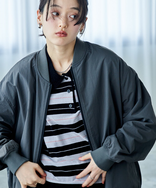 FREAK'S STORE(フリークスストア)の「限定展開 ナイロン フリース リバーシブル MA-1/ジップアップブルゾン(ブルゾン・メンズ・ネイビー/ベージュ/オリーブ/レオパード/ブラック/チャコールグレー・SMALL/MEDIUM/LARGE)」の22枚目の写真