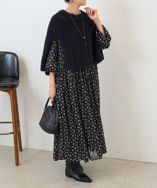 LIVETART(リヴェタート)の「プリントギャザーワンピ(ワンピース・レディース・ブラック・FREE)」の11枚目の写真