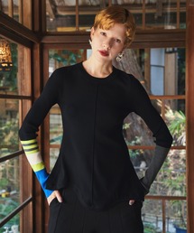 ROUND HEM BLOCKING KNIT TOP