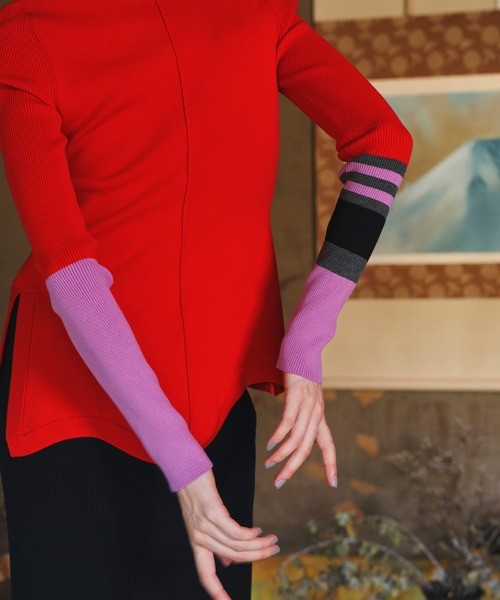 OMMO(オーエムエムオー)の「ROUND HEM BLOCKING KNIT TOP(ニット/セーター・レディース・ブラック/レッド/グレー/グリーン・F)」の22枚目の写真