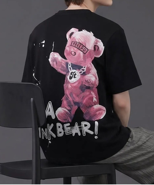 revertical（リバーティカル）の「ピンクベア アートグラフィック バックプリント 半袖Tシャツ（Tシャツ/カットソー・メンズ・ピンク/ブラック/ホワイト・MEDIUM/LARGE）」の2枚目の写真