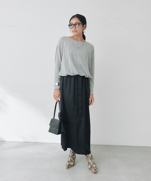 RIVE DROITE(リヴドロワ)の「【A・MONN】バルーンロンTee(オフィスカジュアル/秋服)(Tシャツ/カットソー・レディース・グレー/ネイビー・FREE)」の3枚目の写真