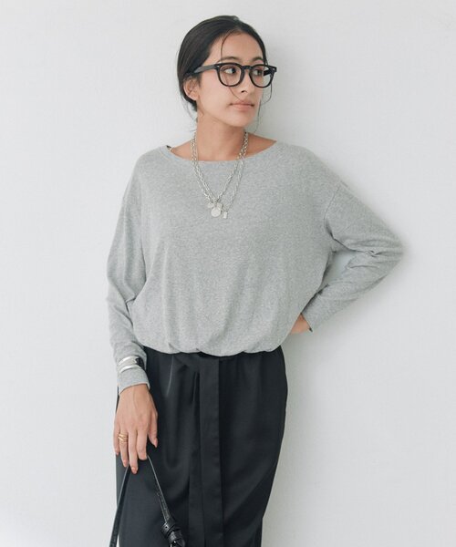 RIVE DROITE(リヴドロワ)の「【A・MONN】バルーンロンTee(オフィスカジュアル/秋服)(Tシャツ/カットソー・レディース・グレー/ネイビー・FREE)」の6枚目の写真
