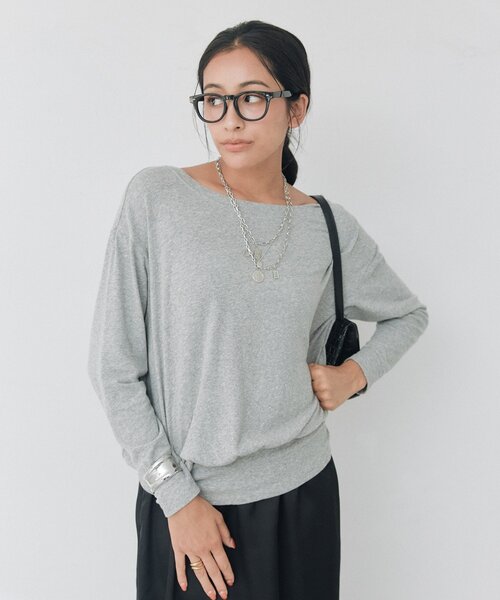 RIVE DROITE(リヴドロワ)の「【A・MONN】バルーンロンTee(オフィスカジュアル/秋服)(Tシャツ/カットソー・レディース・グレー/ネイビー・FREE)」の9枚目の写真