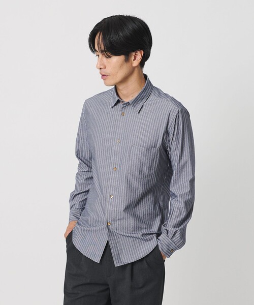 BEAUTY&YOUTH UNITED ARROWS(ビューティーアンドユースユナイテッドアローズ)の「クイック ストレッチ ストライプ レギュラー シャツ SLIM型 吸水速乾 タテヨコストレッチ(シャツ/ブラウス・メンズ・ベージュ/ネイビー・S/L/M/XS/XL)」の3枚目の写真