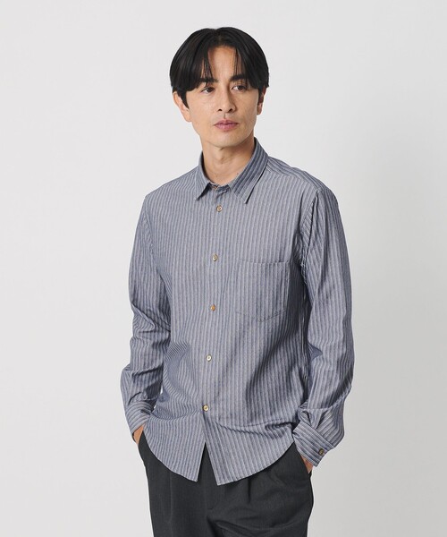 BEAUTY&YOUTH UNITED ARROWS(ビューティーアンドユースユナイテッドアローズ)の「クイック ストレッチ ストライプ レギュラー シャツ SLIM型 吸水速乾 タテヨコストレッチ(シャツ/ブラウス・メンズ・ベージュ/ネイビー・S/L/M/XS/XL)」の4枚目の写真