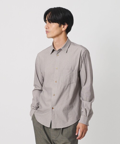 BEAUTY&YOUTH UNITED ARROWS(ビューティーアンドユースユナイテッドアローズ)の「クイック ストレッチ ストライプ レギュラー シャツ SLIM型 吸水速乾 タテヨコストレッチ(シャツ/ブラウス・メンズ・ベージュ/ネイビー・S/L/M/XS/XL)」の6枚目の写真