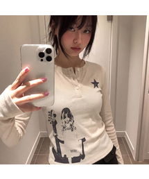 [ユニセックス]STAR1 GIRL ヘンリーネックロングスリーブTシャツ_3カラー