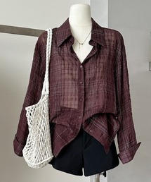 チェック柄シアーシャツオーバーサイズシャツ