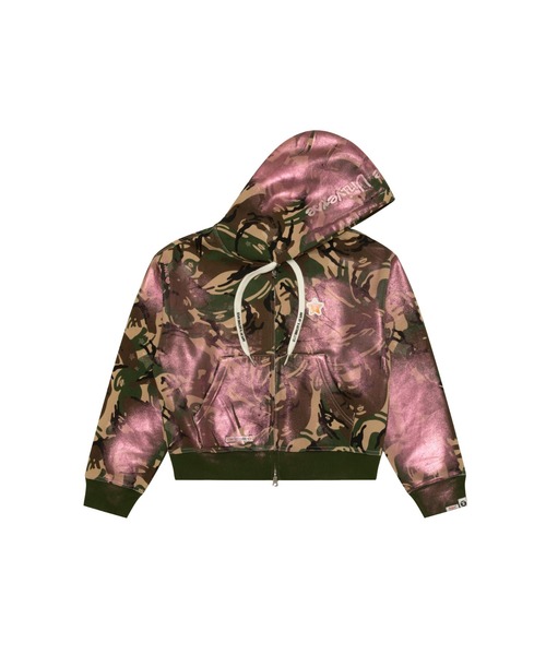 AAPE BY A BATHING APE（エーエイプバイアベイシングエイプ）の「AAPE ZIP UP HOODIE（パーカー・レディース・ホワイト×ブラック/グリーン系その他4・X-SMALL/SMALL）」の2枚目の写真