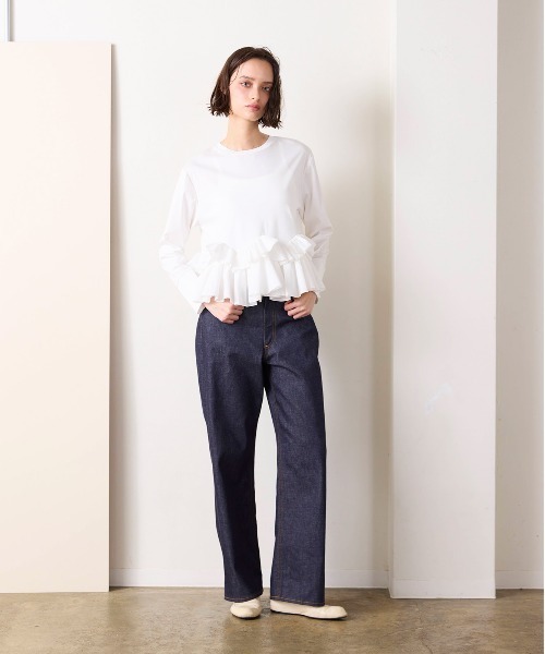 Marilyn Moon(マリリンムーン)の「spiral ruffle cutsew top(Tシャツ/カットソー・レディース・ブラック/オフホワイト・FREE)」の5枚目の写真