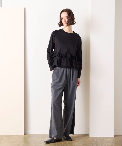Marilyn Moon(マリリンムーン)の「spiral ruffle cutsew top(Tシャツ/カットソー・レディース・ブラック/オフホワイト・FREE)」の8枚目の写真