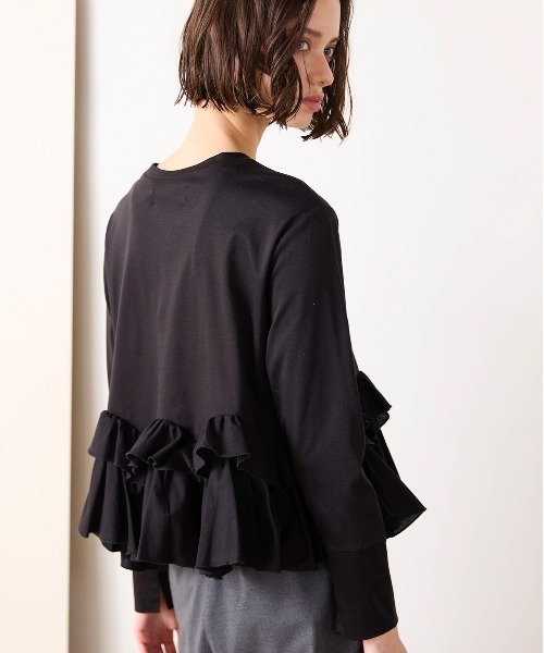 Marilyn Moon(マリリンムーン)の「spiral ruffle cutsew top(Tシャツ/カットソー・レディース・ブラック/オフホワイト・FREE)」の9枚目の写真