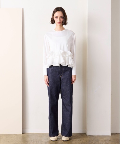 Marilyn Moon(マリリンムーン)の「spiral ruffle cutsew top(Tシャツ/カットソー・レディース・ブラック/オフホワイト・FREE)」の10枚目の写真