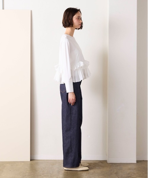 Marilyn Moon(マリリンムーン)の「spiral ruffle cutsew top(Tシャツ/カットソー・レディース・ブラック/オフホワイト・FREE)」の12枚目の写真