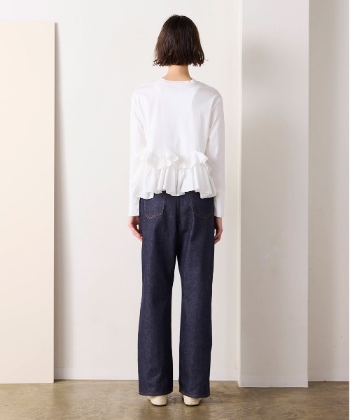 Marilyn Moon(マリリンムーン)の「spiral ruffle cutsew top(Tシャツ/カットソー・レディース・ブラック/オフホワイト・FREE)」の13枚目の写真