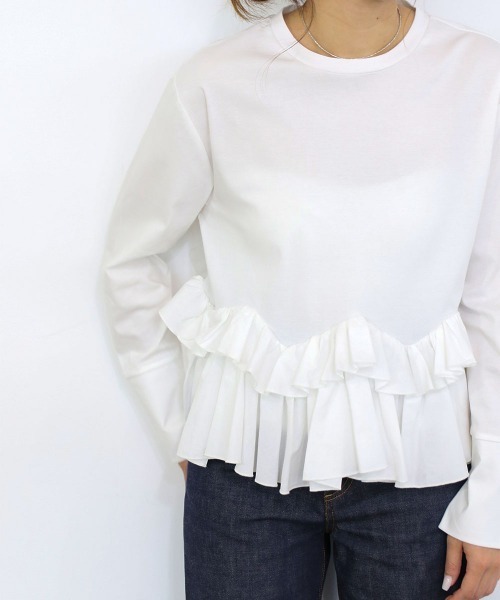Marilyn Moon(マリリンムーン)の「spiral ruffle cutsew top(Tシャツ/カットソー・レディース・ブラック/オフホワイト・FREE)」の15枚目の写真