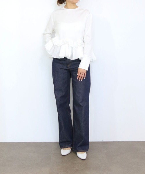 Marilyn Moon(マリリンムーン)の「spiral ruffle cutsew top(Tシャツ/カットソー・レディース・ブラック/オフホワイト・FREE)」の14枚目の写真