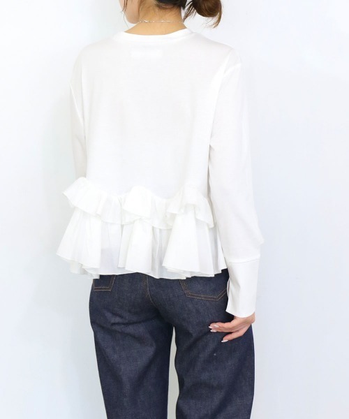 Marilyn Moon(マリリンムーン)の「spiral ruffle cutsew top(Tシャツ/カットソー・レディース・ブラック/オフホワイト・FREE)」の16枚目の写真