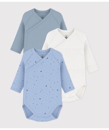 PETIT BATEAU | プリント長袖あわせボディ3枚組(肌着)