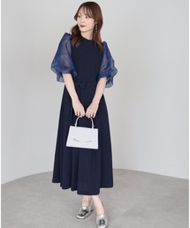 オーガンジーバルーンスリーブオケージョンドレス(S,M,L,XL)