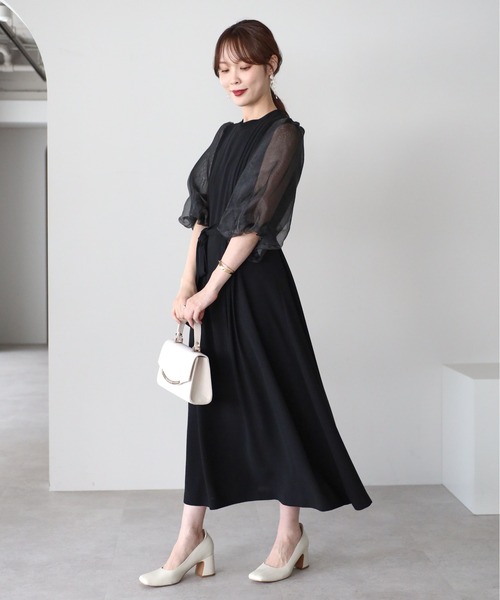 PREFERIR(プレフェリール)の「オーガンジーバルーンスリーブオケージョンドレス(S,M,L,XL)(ドレス・レディース・ブラック/ネイビー・SMALL/MEDIUM/LARGE/X-LARGE)」の6枚目の写真