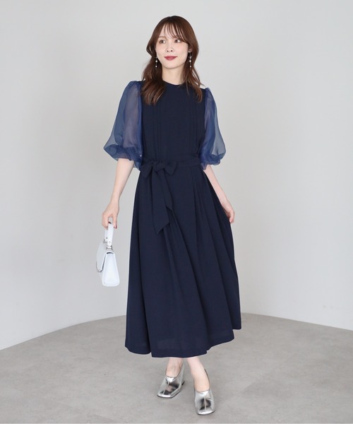PREFERIR(プレフェリール)の「オーガンジーバルーンスリーブオケージョンドレス(S,M,L,XL)(ドレス・レディース・ブラック/ネイビー・SMALL/MEDIUM/LARGE/X-LARGE)」の8枚目の写真