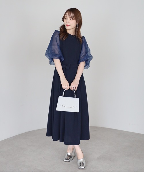 PREFERIR(プレフェリール)の「オーガンジーバルーンスリーブオケージョンドレス(S,M,L,XL)(ドレス・レディース・ブラック/ネイビー・SMALL/MEDIUM/LARGE/X-LARGE)」の11枚目の写真