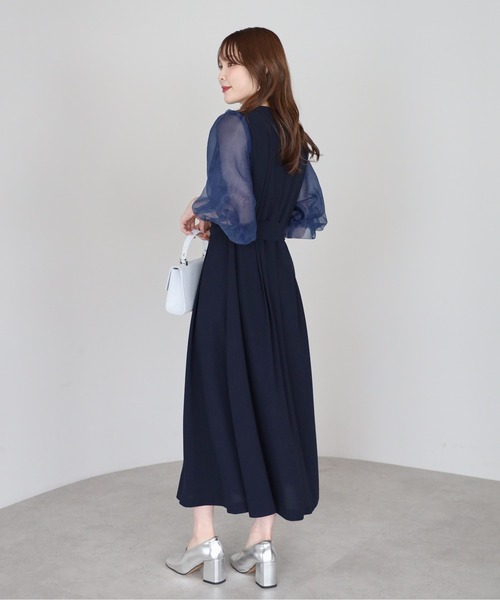 PREFERIR(プレフェリール)の「オーガンジーバルーンスリーブオケージョンドレス(S,M,L,XL)(ドレス・レディース・ブラック/ネイビー・SMALL/MEDIUM/LARGE/X-LARGE)」の13枚目の写真