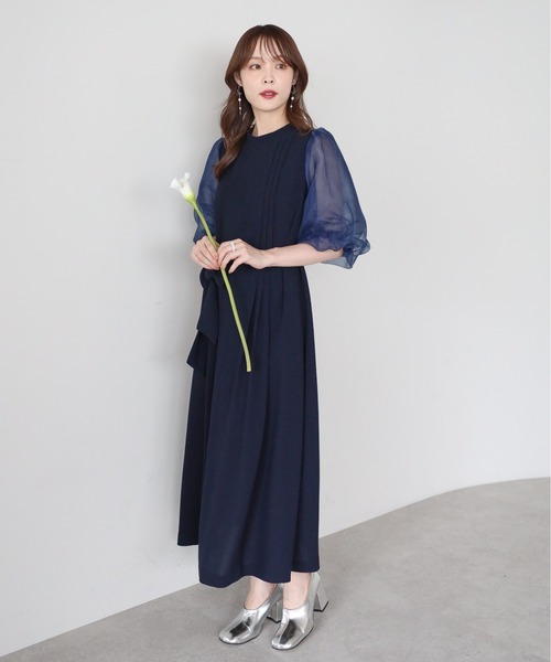 PREFERIR(プレフェリール)の「オーガンジーバルーンスリーブオケージョンドレス(S,M,L,XL)(ドレス・レディース・ブラック/ネイビー・SMALL/MEDIUM/LARGE/X-LARGE)」の12枚目の写真